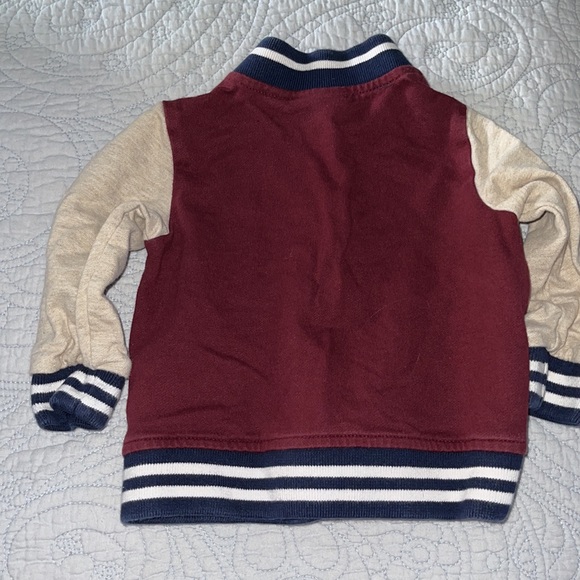 9-12 months Varsity jacket snap front maroon, tan, navy. 52 Varsity Front pocket - Picture 3 of 7
